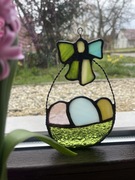 Ozdobny koszyk wielkanocny zawieszka ze szkła 