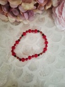 Bransoletka handmade z naturalnych kamieni hematyt koral hranat rubin