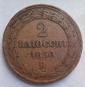 Państwo Kościelne (Watykan), Pius IX, 2 baiocchi 1850 Anno IV, Rzym