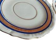 Spodeczki, podstawki kobaltowo - złote, BOGUCICE , cena za komplet 