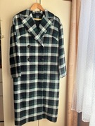 34 XS 36 S szyty na zamówienie płaszcz kratka krata zielona unikat