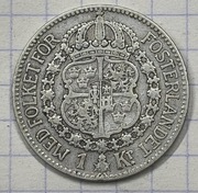 #3103 Szwecja 1 korona 1912 srebro rzadka! 