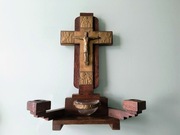 Przedwojenny krzyż w stylu ART DECO ze świecznikami