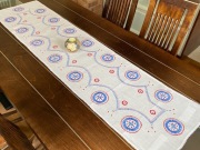 Bieżnik/Obrus lniany, haft ręczny kurpiowski - 156x40 cm