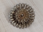 SREBRNA BROSZKA FILIGRAN ZŁOCONA