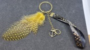 Brelok breloczek złoty piórko ok 14cm Handmade