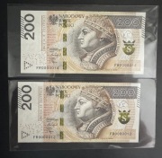 Zestaw! 200zl! Niskie numery 0000012 i 0000014 UNC