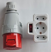 Gniazdo Siła 16A/400V 3P+N+Z , Rozgałęźnik 230V z włącznikiem