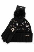Karl Lagerfeld Paris czapka z pomponem + rękawiczki TOUCH – NOWY