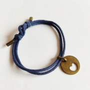 Bransoletka sznurkowa regulowana zawieszka serce granatowa serduszko