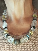 Kryształ górski srebro perły 