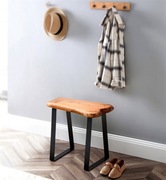 taboret stołek na stalowych nogach i z dębowym siedziskiem 