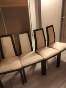 Komplet krzeseł z litego drewna z tapicerowanym siedziskiem i oparciem