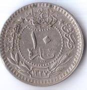 IMPERIUM OSMAŃSKIE 10 para 1909 (1327) "7", KM# 760, stan: 3/XF