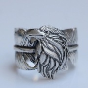 Kruk Wrona pióro pierścionek srebro 925