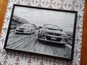 Plakat wydruk A3 (29,7x42cm) - Subaru Impreza i Mitsubishi Lancer Evo