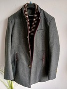 Meska marynarka biznesowa z wełną szara kurtka przejściowa M