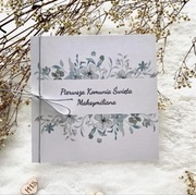 Zaproszenie komunijne srebrny sznurek