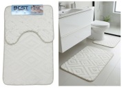 dywanik kpl łazienkowy (80x50 cm) 2 el. ROMB ECRU DYW-50507A