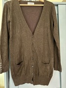 Kardigan damski długi brązowy 38/40