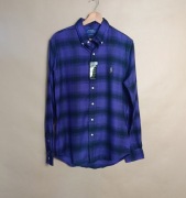 Polo Ralph Lauren koszula męska flanelowa M fioletowa krata nowa bawełna