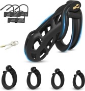 Lekki mały czarny pas cnoty chastity cock cage klatka na penisa 4 oringi