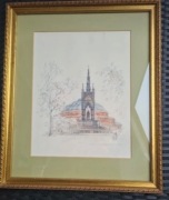 Śliczny Obrazek ręcznie narysowany Anglia drewniana rama 