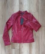 KURTKA SKÓRZANA Ramoneska przejściowa CZERWONA S/M