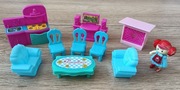Zestaw mebelków do zabawy + laleczka 