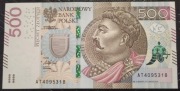 500 ZŁ SERIA AT 4095318 JAN III SOBIESKI 2017 r. STAN BANKOWY  UNC