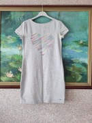 La Pia sukienka bawełniana z naszytym sercem tunika szara letnia