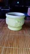 Mała zielona miska osłonka doniczka na kwiatki ceramiczna ręcznie wykonane