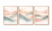 Plakaty Zestaw 3 szt. Pastelowe Fale WYDRUK Obrazy Industrialne 30x40