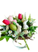 Wielkanocna dekoracja na stół stroik zajączki 