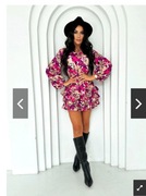 Sukienka wizytowa z marszczeniem kwiatowy wzór 