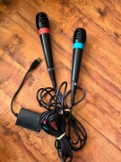 Mikrofony Sony 2szt + konwerter PS2 PS3 Singstar