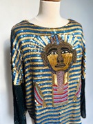 tutanchamon jedwab bluza bluzka faraon koraliki cekiny sylwester vintage