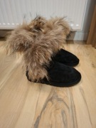 buty czarne skórzane śniegowce z futerkiem mukluki skóra naturalna botki 
