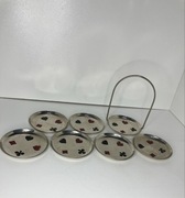 akcesoria karciane podkaldki w koszyczku metalowe, kolor srebra,vintage prl