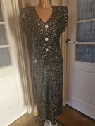 Sukienka długa czarna/srebrna modelująca suknia