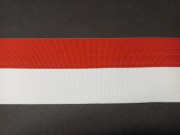 Taśma rypsowa wstążka wstęga biało czerwona 6cm 60mm opaska kotylion