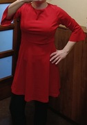 Sukienka/tunika czerwona rozmiar 40, rozszerzane rękawy, moda na Walentynki