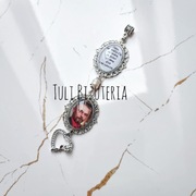 Medalion do Bukietu Ślubnego ze Zdjęciem Wisiorek Zawieszka Tekstem Kwiaty