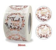 Naklejki Thank You złocone, na koperty zaproszenia śr. 3,8 cm, 10 szt.