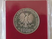 Moneta 1000 zł 1987 r. Próba. Srebro .Mennicza