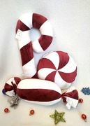 Zestaw 3 świątecznych poduszek lizak laska Maxi, cukierek i drops 