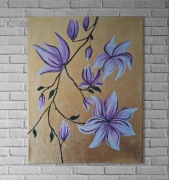 Obraz na płótnie ręcznie malowany akrylami "Złota magnolia" prezent