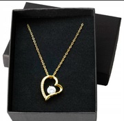 Złoty naszyjnik łańcuszek Serce z cyrkonią pozłacany 18K stal chirurgiczna 