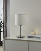 Lampa stołowa nocna metal biały abażur z tkaniny Eglo Pasteri