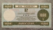 Bon towarowy - jeden cent